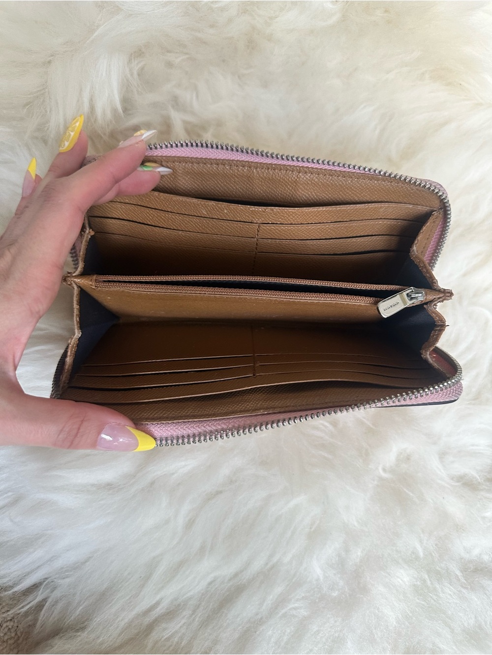 Coach Pink Multi-Heart Zip Around Wallet - Picture 10 of 15